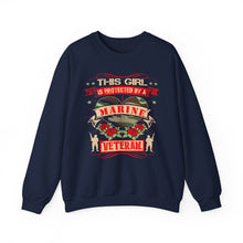 Load image into Gallery viewer, This Girl is Proteced by a Marine Veteran Longsleeve Sweatshirt
