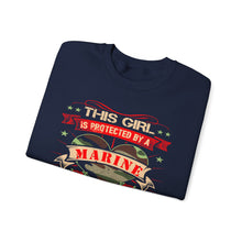 Load image into Gallery viewer, This Girl is Proteced by a Marine Veteran Longsleeve Sweatshirt
