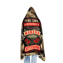 Load image into Gallery viewer, This Girl Is Protected by a Marine Hooded Snuggle Blanket – Cozy Blanket for Proud Marine Families
