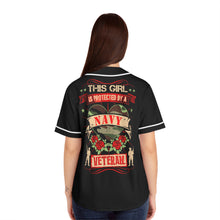 Load image into Gallery viewer, This Girl is Protected by a Navy&quot; Baseball Jersey Shirt – Proud Military Family Apparel
