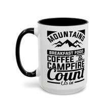 Load image into Gallery viewer, Coffee Mug - Camping Mountains Friends Fireside Coffee Design
