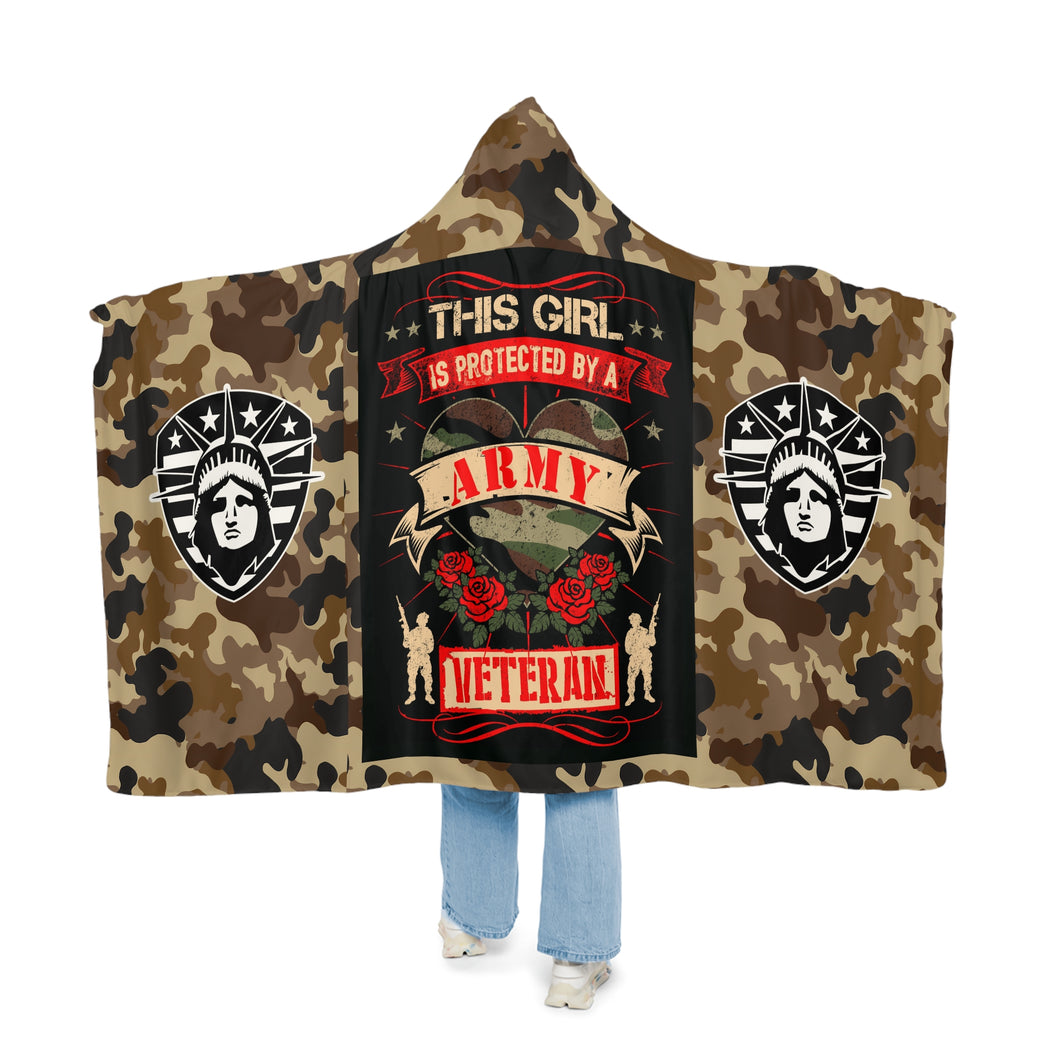 This Girl Is Protected by an Army Veteran Hooded Snuggle Blanket – Cozy Blanket for Proud Military Families