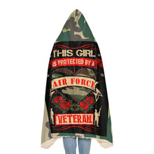 Load image into Gallery viewer, This Girl Is Protected by an Air Force Veteran Hooded Snuggle Blanket – Cozy Blanket for Proud Military Families
