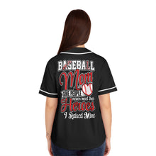 Load image into Gallery viewer, &quot;This Baseball Mom Raised Her Hero&quot; Baseball Jersey – Proud Parent Fan Apparel
