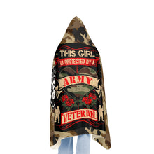 Load image into Gallery viewer, This Girl Is Protected by an Army Veteran Hooded Snuggle Blanket – Cozy Blanket for Proud Military Families
