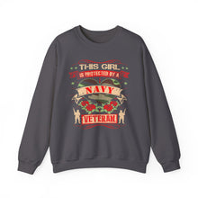 Load image into Gallery viewer, This Girl is Proteced by a Navy Veteran Longsleeve Sweatshirt
