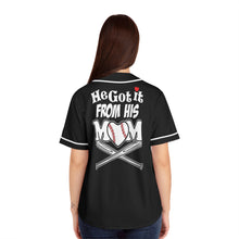 Load image into Gallery viewer, He Got His Talent From His Baseball Mom Short Sleeve Baseball Jersey – Fun &amp; Stylish Shirt for Proud Baseball Families
