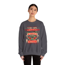 Load image into Gallery viewer, This Girl is Proteced by a Marine Veteran Longsleeve Sweatshirt
