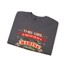 Load image into Gallery viewer, This Girl is Proteced by a Marine Veteran Longsleeve Sweatshirt
