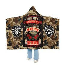 Load image into Gallery viewer, This Girl Is Protected by a Marine Hooded Snuggle Blanket – Cozy Blanket for Proud Marine Families
