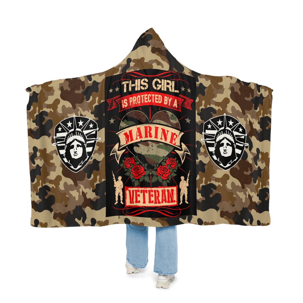 This Girl Is Protected by a Marine Hooded Snuggle Blanket – Cozy Blanket for Proud Marine Families