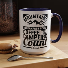 Load image into Gallery viewer, Coffee Mug - Camping Mountains Friends Fireside Coffee Design
