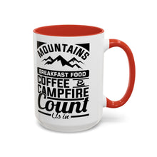 Load image into Gallery viewer, Coffee Mug - Camping Mountains Friends Fireside Coffee Design
