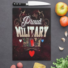 Load image into Gallery viewer, Proud Military Mom Tempered Tempered Glass Cutting Board Dishwasher Safe
