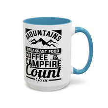 Load image into Gallery viewer, Coffee Mug - Camping Mountains Friends Fireside Coffee Design
