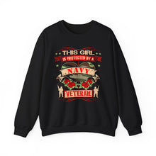 Load image into Gallery viewer, This Girl is Proteced by a Navy Veteran Longsleeve Sweatshirt
