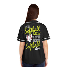 Load image into Gallery viewer, This Softball Mom Loves Her Softball Girl short sleeve Baseball Jersey:
