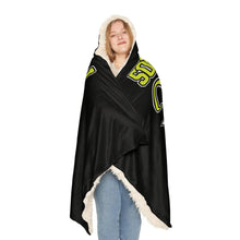 Load image into Gallery viewer, Softball Mom Raised Her Hero Snuggle Hooded Blanket – Cozy Hooded Blanket for Proud Softball Moms
