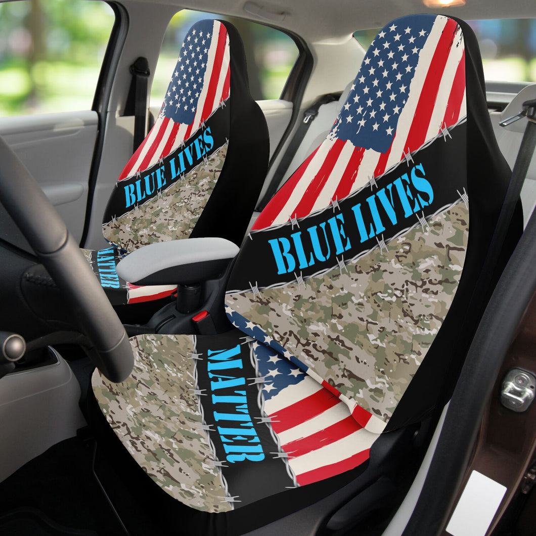 Blue Lives Matter Car Seat Covers Free Shipping in the USA