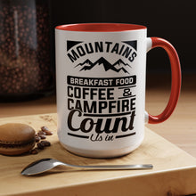 Load image into Gallery viewer, Coffee Mug - Camping Mountains Friends Fireside Coffee Design
