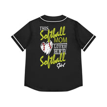 Load image into Gallery viewer, This Softball Mom Loves Her Softball Girl short sleeve Baseball Jersey:
