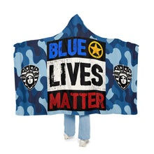 Load image into Gallery viewer, Blue Lives Matter Police Hooded Snuggle Blanket – Cozy Blanket for Law Enforcement Supporters
