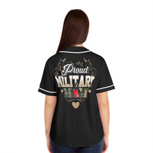 Load image into Gallery viewer, Proud Military Mom Women&#39;s Baseball Jersey – Patriotic Support Apparel
