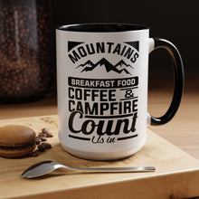 Load image into Gallery viewer, Coffee Mug - Camping Mountains Friends Fireside Coffee Design
