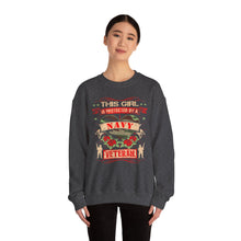 Load image into Gallery viewer, This Girl is Proteced by a Navy Veteran Longsleeve Sweatshirt
