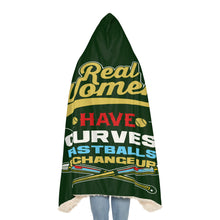 Load image into Gallery viewer, Real Women Have Curve Balls, a Fastball, and a Change-Up Hooded Snuggle Blanket
