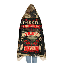 Load image into Gallery viewer, This Girl Is Protected by an Army Veteran Hooded Snuggle Blanket – Cozy Blanket for Proud Military Families
