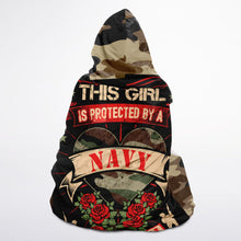 Load image into Gallery viewer, This Girl is Protected By A Navy Veteran Hooded Sherpa Blanket
