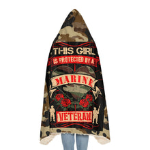 Load image into Gallery viewer, This Girl Is Protected by a Marine Hooded Snuggle Blanket – Cozy Blanket for Proud Marine Families
