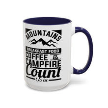 Load image into Gallery viewer, Coffee Mug - Camping Mountains Friends Fireside Coffee Design
