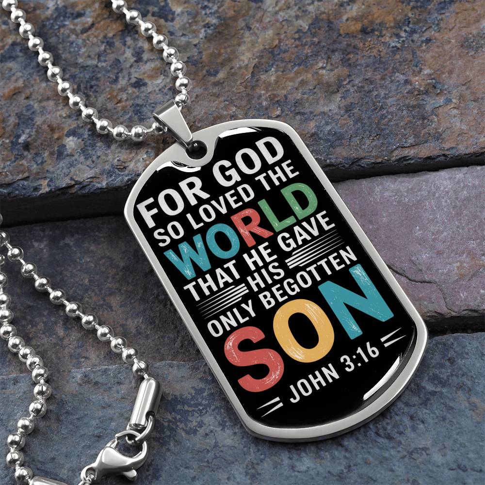 For God So Loved the World Dog Tag Necklace