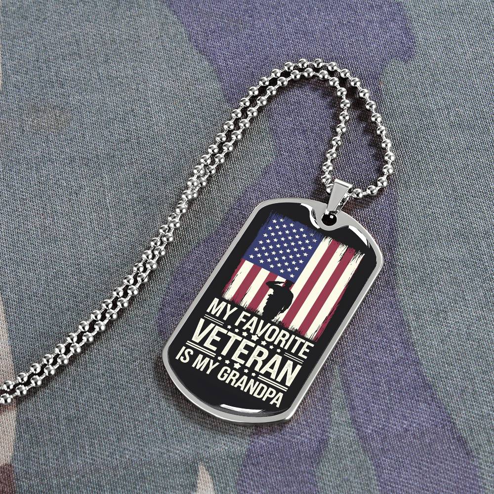 My Grandpa is My Favorite Veteran Dog Tag Necklace