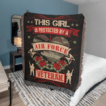 Load image into Gallery viewer, This Girl is Protected by an Air Force Veteran Woven Blanket
