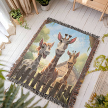 Load image into Gallery viewer, 3 Giraffes Woven Blanket
