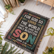 Load image into Gallery viewer, For God So Loved the World Woven Blanket
