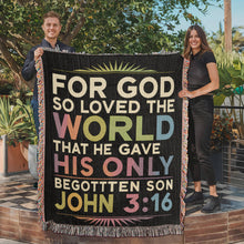 Load image into Gallery viewer, For God So Loved the World Woven Blanket
