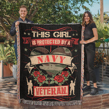 Load image into Gallery viewer, This Girl is Protected by a Navy Veteran Woven Blanket
