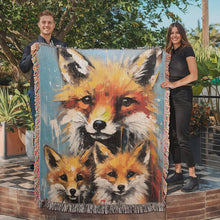 Load image into Gallery viewer, Fox Family Woven Blanket
