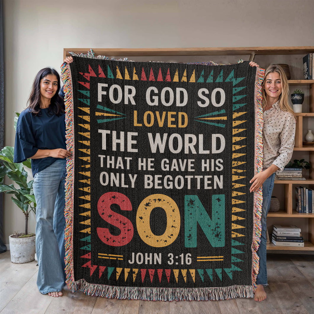 For God So Loved the World Woven Blanket