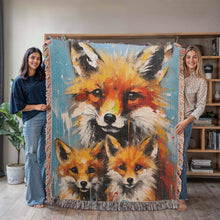 Load image into Gallery viewer, Fox Family Woven Blanket
