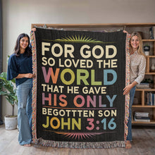 Load image into Gallery viewer, For God So Loved the World Woven Blanket
