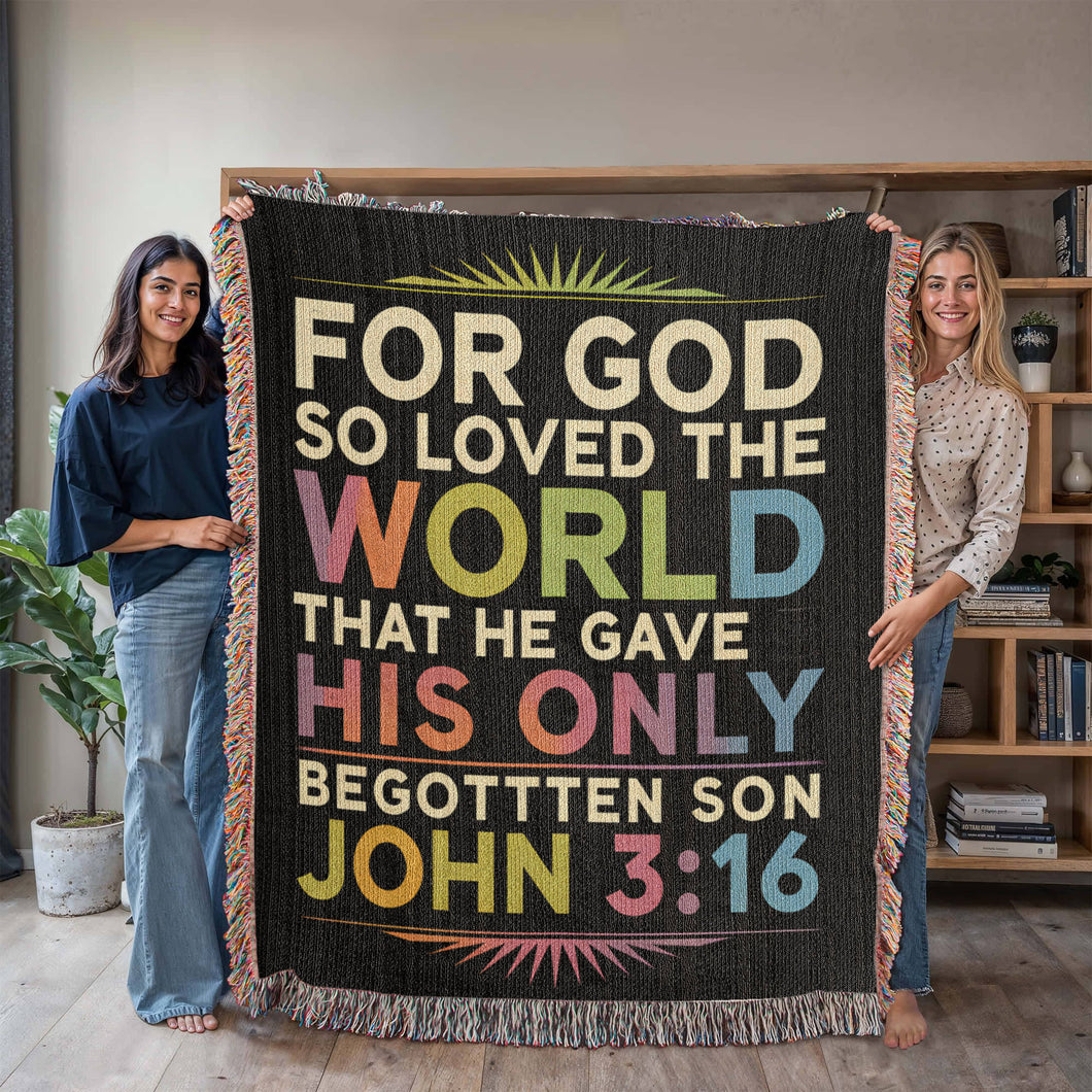 For God So Loved the World Woven Blanket