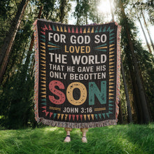 Load image into Gallery viewer, For God So Loved the World Woven Blanket
