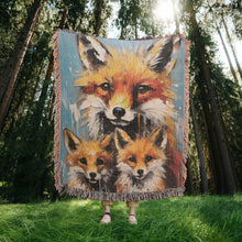 Load image into Gallery viewer, Fox Family Woven Blanket
