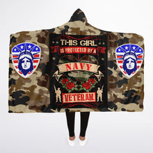 Load image into Gallery viewer, This Girl is Protected By A Navy Veteran Hooded Sherpa Blanket
