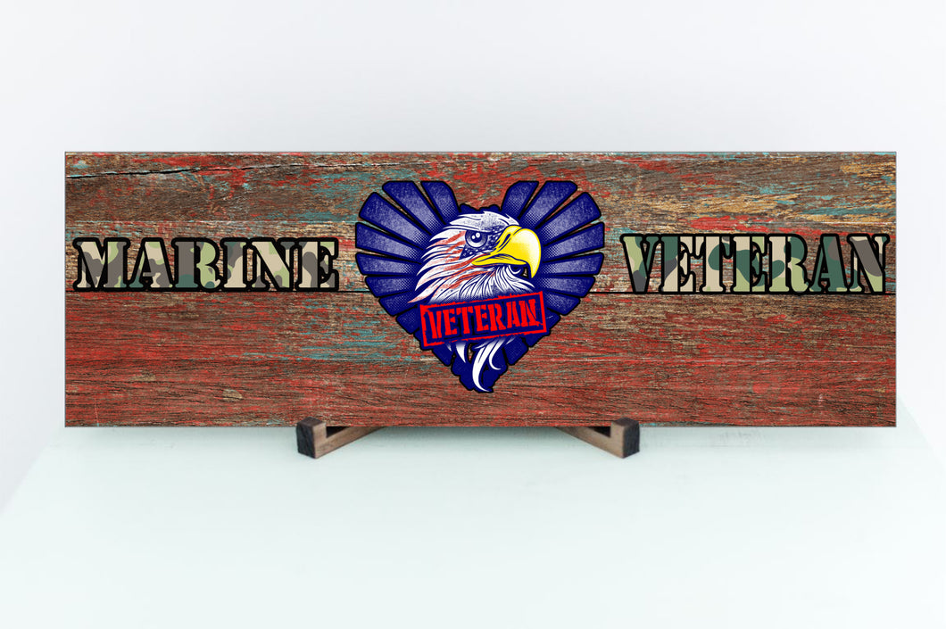 Marine Veteran Wooden Sign